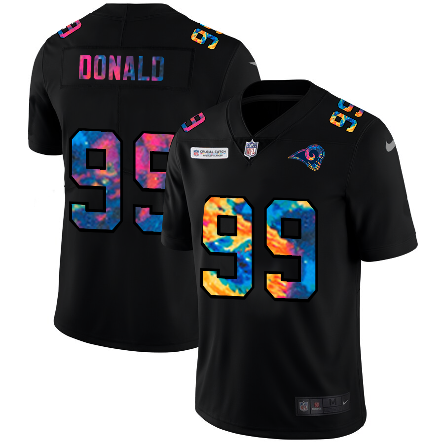 NFL Los Angeles Rams #99 Aaron Donald Men Nike MultiColor Black 2020 Crucial Catch Vapor Untouchable Limited Jersey